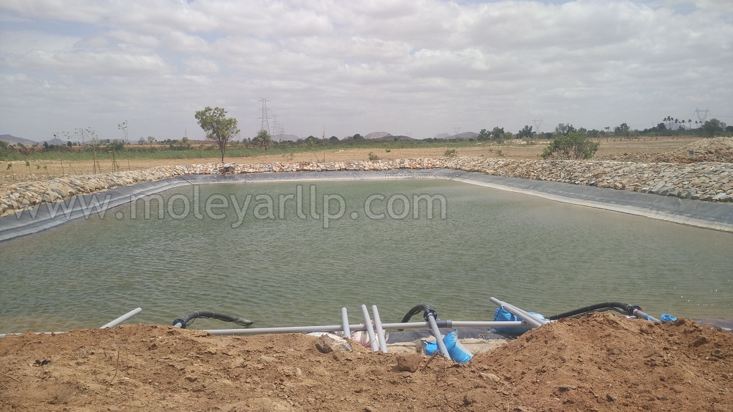 water storage pond with liner